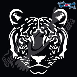 Eyecandy Decals Tiger Head with Outline 6" White Decal Sticker