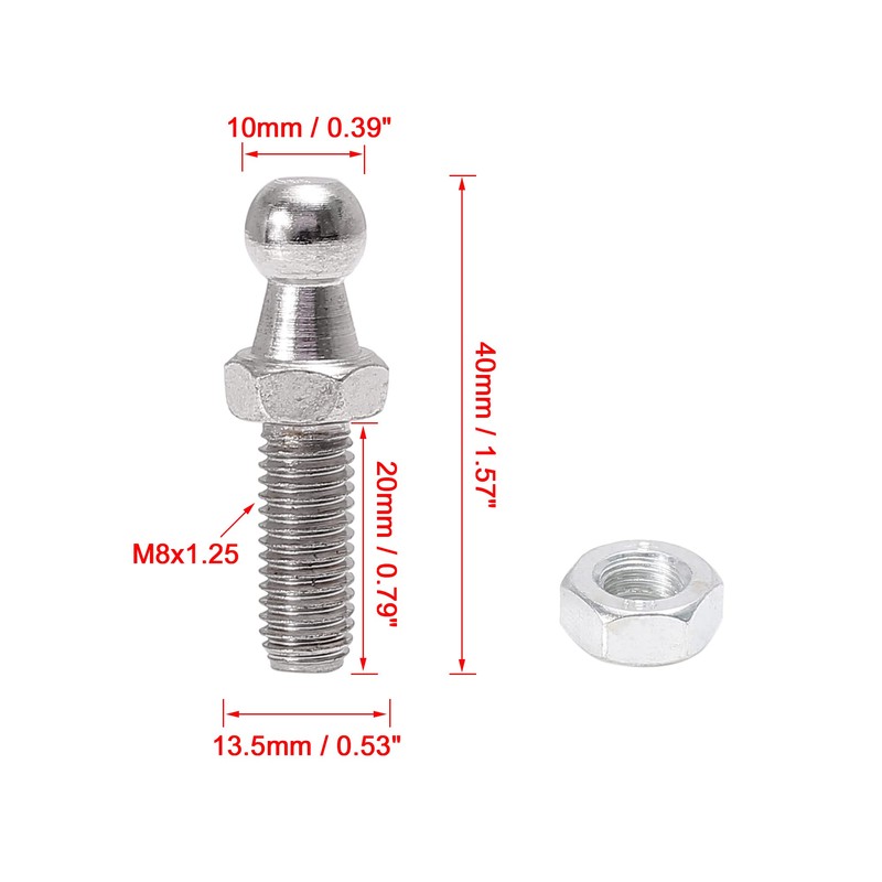 X AUTOHAUX 2 Set 10mm M8x20mm Car Gas Strut Ball