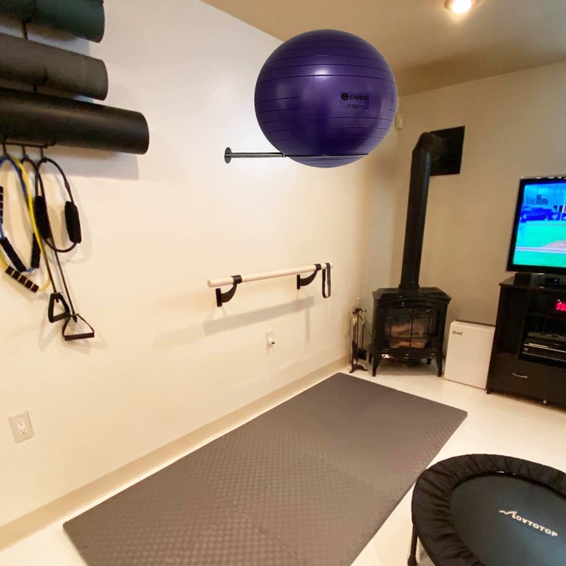 Wall Mounted Stainless Steel Exercise Ball Holder, Sturdy Yoga Ball