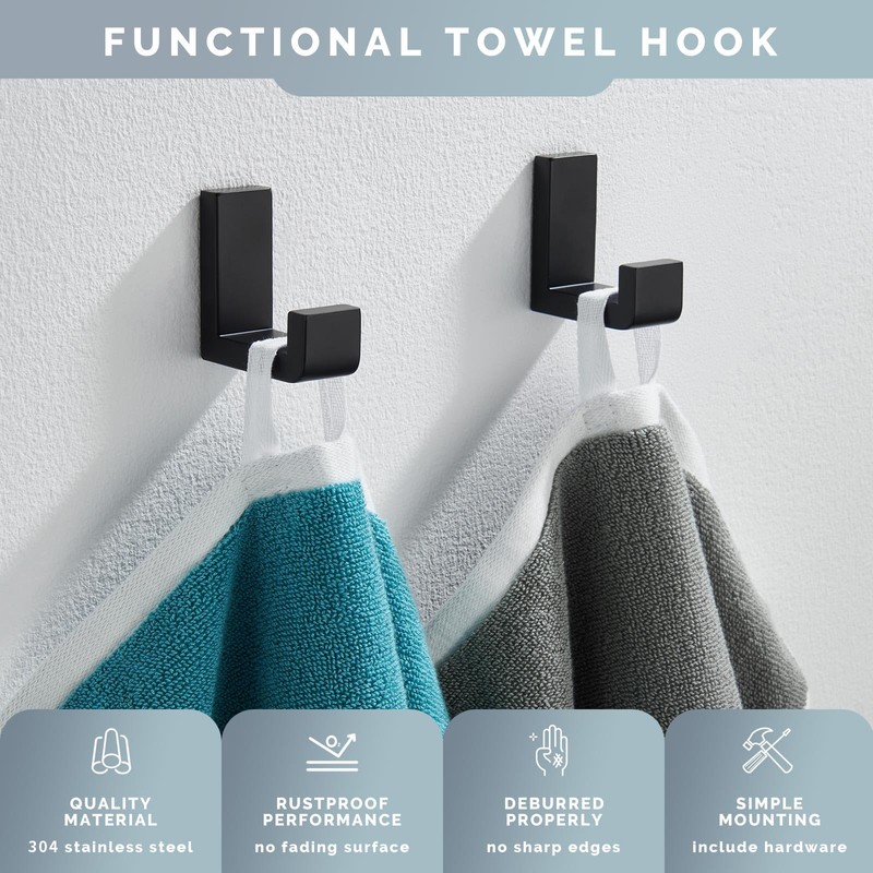 Angle Simple Bathroom Towel Hooks, SUS 304 Stainless Steel Robe