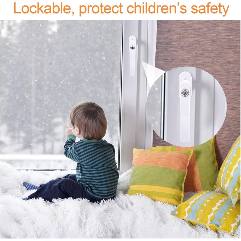 Hsthe Sea 2 x Aluminium Window Handles, Lockable Window Handle