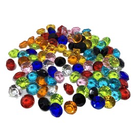 CRYSTAL KING Pack of 100 15 mm Large Colourful Decorative Diamonds Brilliant Colourful Clear Craft Glitter Stones Jewellery Stones Rhinestones Scatter Decoration Table Decoration