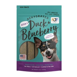 PET JERKY FACTORY Pet Jerky Factory Premium Duck and Blueberry 5 oz. Dog Jerky Treats | 100% Human Grade | USA Made | High Protein | Grain Free | Limited Ingredients | No Filler | BHA-BHT Free | Soft-Tender