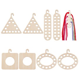 PH PandaHall 8pcs 4 Styles Wooden Embroidery Thread Organizers with Hooks Cross Stitch Floss Organizers with Holes Wood Thread Holders for Crafts Cross Stitch Sewing Embroidery Floss Storage