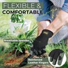 HANDLANDY Men Leather Gardening Gloves, Utility Work Gloves for Garden