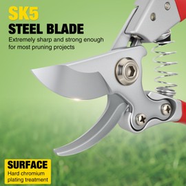 Yesker Pruning Shears Garden Shears 8.6" Professional Bypass Garden Scissors Yard Clippers with Sharp SK5 Steel Blade Heavy Duty Hand Pruners for Branch Flower Plant Trimming Cutting Gardening Tools