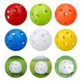 KOFULL 30 PCS Practice Golf Balls Plastic Golf Balls With Hole Golf Colorful Perforated Plastic Balls for Swing Practice, Driving Range, Home Use 40mm