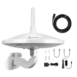 Upgraded Version - ANTOP AT-415B 720° UFO Dual Omni-Directional Outdoor HDTV Antenna with Exclusive Smartpass Amplifier &4G LTE Filter, Fit for Outdoor/RV/Attic Use(33ft Coaxial Cable,4K UHD Ready)