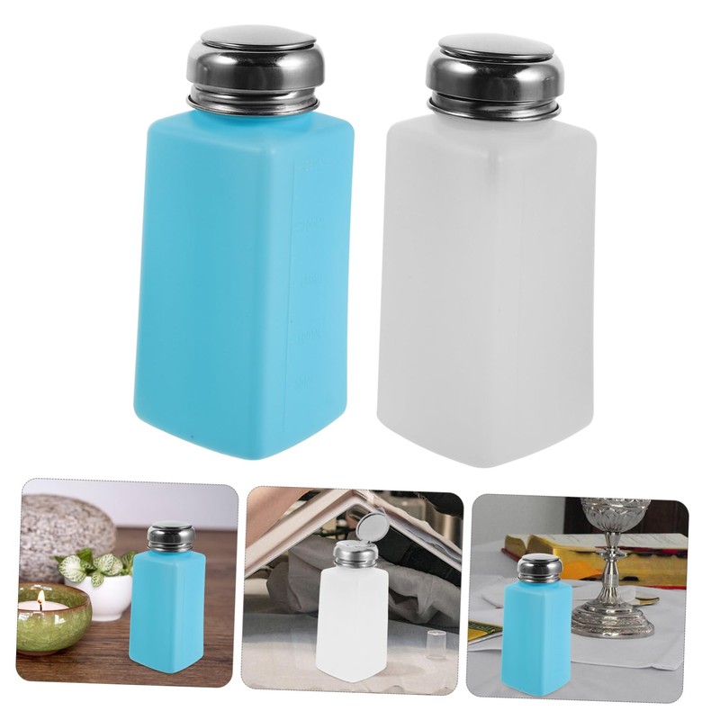 Ipetboom 2pcs Static Push Down Liquid Dispenser Bottles Refillable Press