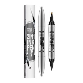 Eyeliner and Eyebrow Pencil 2-in-1 with 4 Micro Tips, Waterproof and Long Lasting, Ideal for Defining Eyebrows and Eyes (Light Brown)