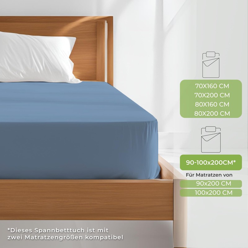 Dreamzie Premium Fitted Sheet 80 x 200 cm Blue, Fitted