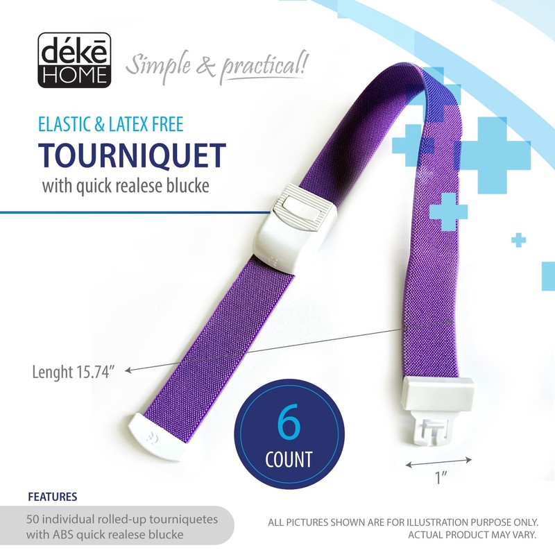 Deke Home - Elastic Tourniquet with Quick Release Buckle, Latex-Free