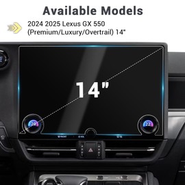 YEE PIN 2024 2025 GX550 Screen Protector Glass for 2024 2025 Lexus GX-550 (Premium, Luxury, Overtrail) 14" Infotainment Protector Screen Cover Screen Saver for 2025 GX 550 Accessories