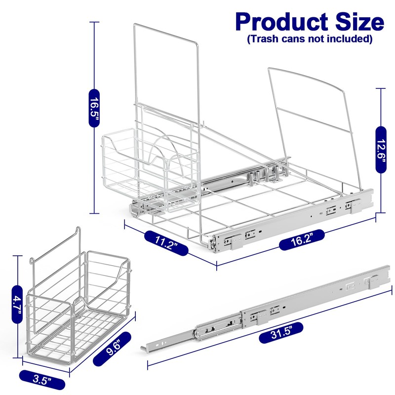Hailivike Pull Out Trash Can Holder Under Cabinet, Under Sink