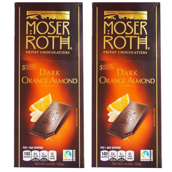 Moser Roth German Dark Chocolate Bars -Orange & Almond (pack of 2)