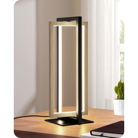 EDISHINE LED Table Lamp, Stepless Dimmable Bedside Lamp, MAX 750LM, 3 Color Temperature, Touch Switch Control Minimalist Nightstand Lamp for Living Room Bedroom Office, Dual-Frame Rectangle