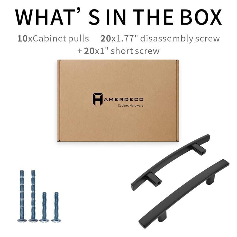Amerdeco 10 Pack Matte Black 3 Inch(76mm) Hole Centers Kitchen