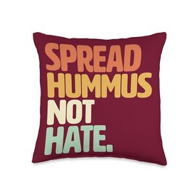 Veggie Humor Spread Hummus Not Hate Vegetarian Funny Vegan Throw Pillow