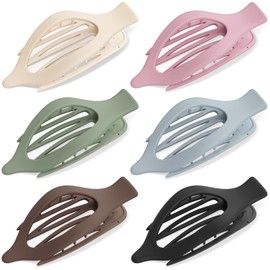 Oeusnael Large Flat Hair Clips [6-Pack 4.7 Inch] - French Concord Lay Down Claw Clips for Thick Thin Hair, Matte Non-slip Strong Hold Alligator Clips Hair Accessories Gifts for Women Girls, 6 Colors