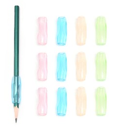 NOVERBEASTE OMLYER 12 Pcs Multicolor Silicone Pencil Grips for Kids and Adults, Teaching Supplies，Handwriting Aid Correction Tool, Writing Posture Correction (12)