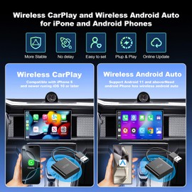 2 IN 1 Wireless Android Auto und Carplay Wireless Adapter, WiFi 5.8GHz Convert Wired to Wireless Carplay Dongle mit USB/Type-C, Easy Plug & Play Verbindung & Stabil Unterstützt iOS 10+ und Android 11+