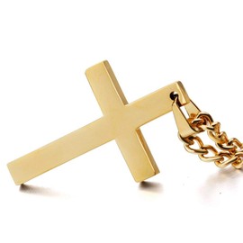 24K Gold Chain Style Cross Pendant Necklace Solid Clasp for Men,Women,Teens Thin for Charms Miami Cuban Link Diamond Cut (20)