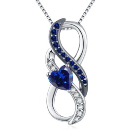 September Birthstone Necklace 925 Sterling Silver Sapphire Pendant Birthstone jewellery Anniversary Mother's Day Birthday Gifts for Women Mom Wife Girlfriend