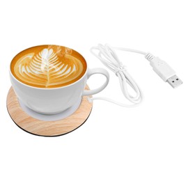 Changor Cup Warmer, Coffee Mug Warmer, USB Cup Warmer Tea Warmer, Walnut Brown Wood & Metal, 5V USB Powered, Heats Up to 80°C, for Home Office Coffee Cup Warmer
