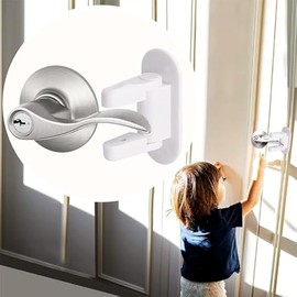 Matenf Childproof Door Lever Lock (2 Pack) Prevents Toddlers Pets From Opening Doors, Door Handle Lock for Babyproofing, Durable Safe ABS Material Strong Adhesive, No Drill Tool Needed Easy to Install