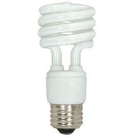 Satco S7411 13-Watt Medium Base T2 Mini Spiral, 2700K, 120V, Equivalent to 60-Watt Incandescent Lamp for Enclosed Fixtures