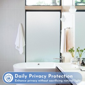 rabbitgoo Window Privacy Film, Frosted Glass Window Film, Removable Static Cling Window Frosting Cling, Anti-UV Glass Door Window Privacy Covering, Opaque Window Sticker for Home, Pure, 17.5" x 78.7"