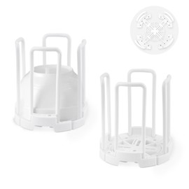 DIBALIYI 2 Pcs Bowl Rack for Kitchen Cutlery, Retractable Plastic Dish Rack, White Removable Plate Holders Drain Rack, Reusable Multifunctional Plate Organizer for Stacking Bowls and Small Plates