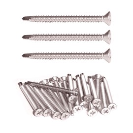 IMScrews 25pcs #8 x 2 Stainless Flat Head Phillips Self Drilling Screws, 410 Stainless Steel Full Thread Sheet Metal Tek Wood to Metal Screws