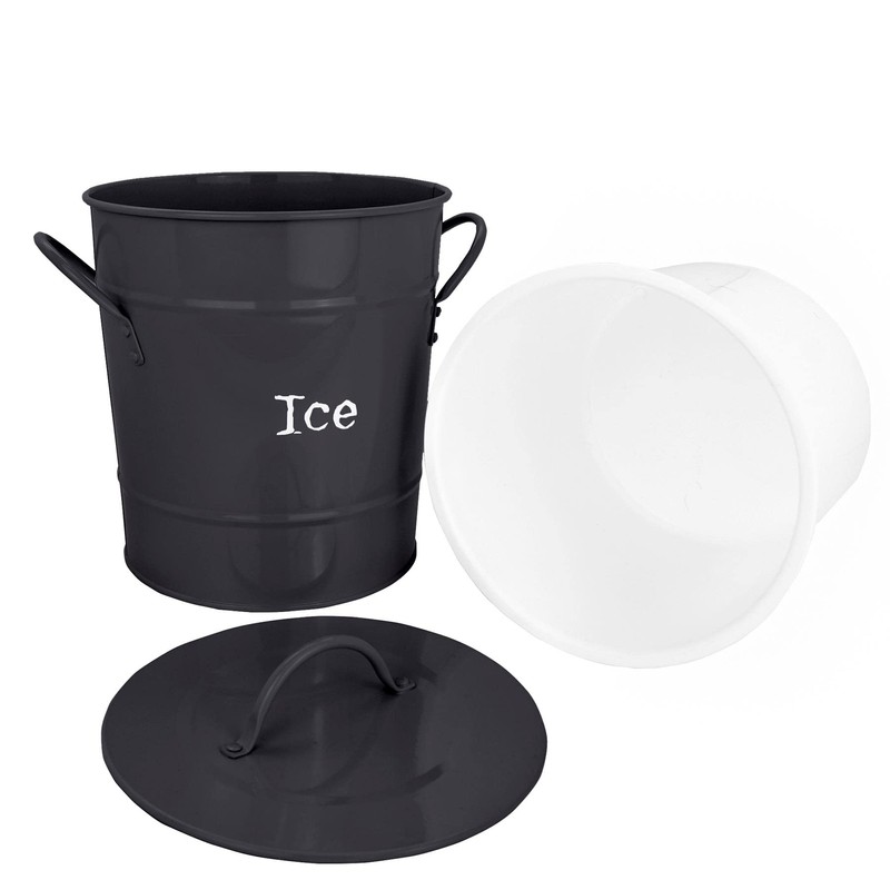 Harbour Housewares Industrial Ice Bucket with Scoop - Vintage Style