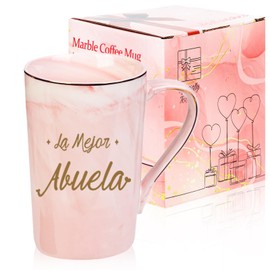 Abuela Gifts in Spanish, La Mejor Abuela Mug, Birthday Mother’s Day Christmas Gifts for Abuela Grandma from Granddaughter Grandkis Grandson, 14 OZ Pink with Gift Box
