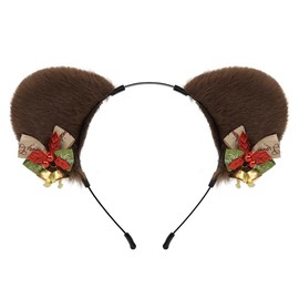 QinRuan Furry Cat Ears With Bow Bell Headband Cute Anime Headwear Accessories Cosplay Party Costume