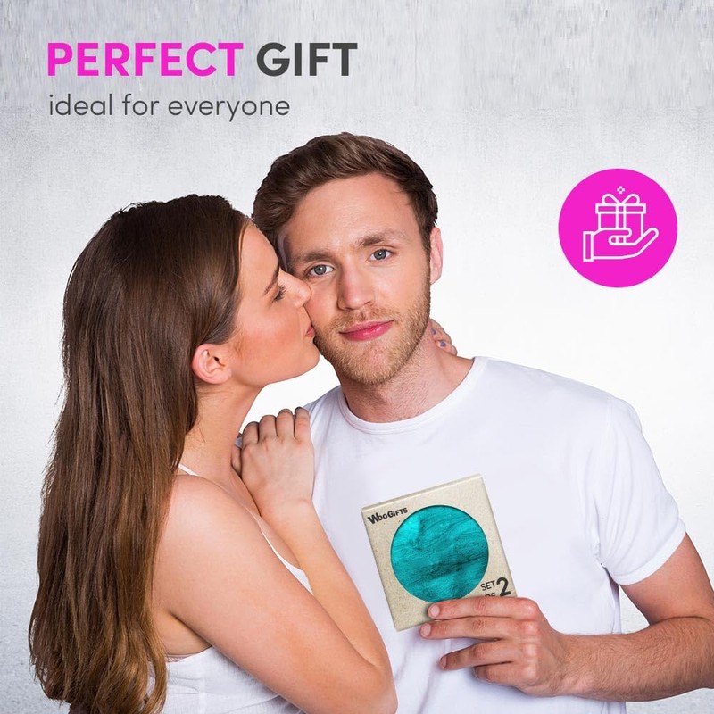 2 x Heart Coasters - Teal Blue Texture Pattern Cork