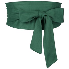 Elerevyo Women Solid Obi Belt, Bowknot Self Tie Wrap Wide Sash Waistband Belt for Dress Army Green 56-82cm/22.05-32.28"