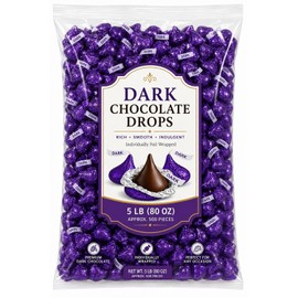 Foil Wrapped Dark Chocolate Candy Pieces Bulk Bag - 5 lb (Approx. 500 pieces)