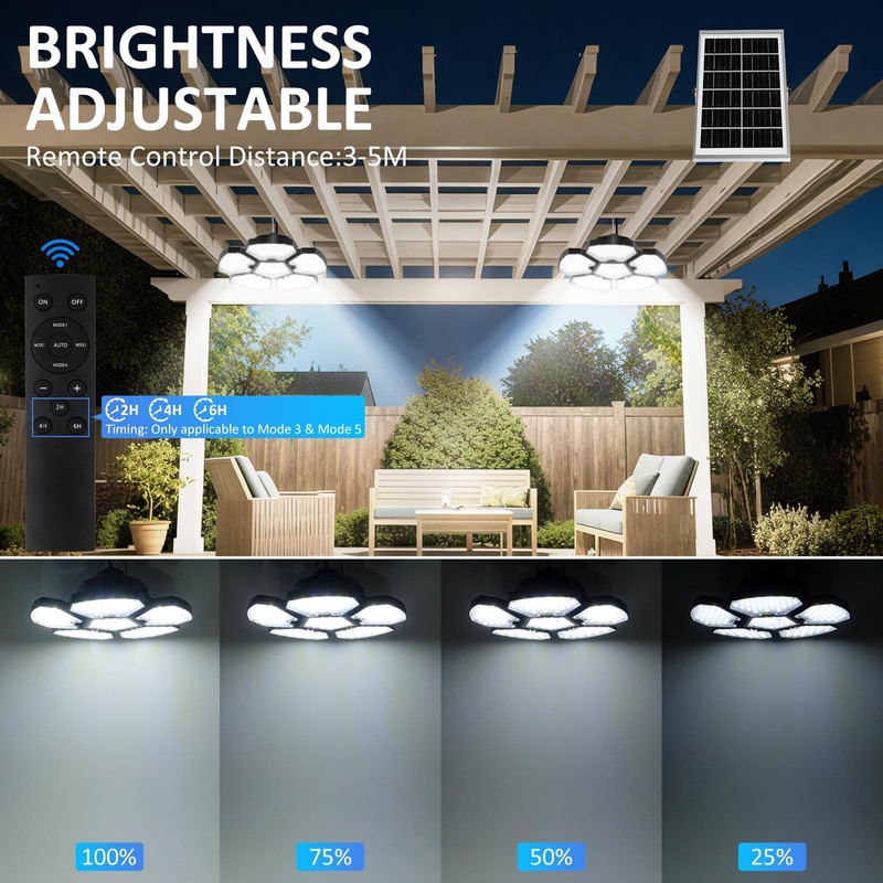 TSUNESLUX 2 Heads Pendant Solar Shed Light Outdoor Indoor, 156