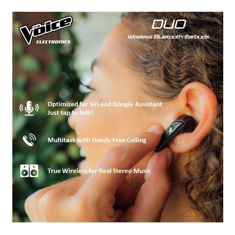 The Voice Duo True Wireless Stereo Earbuds with Mic, White