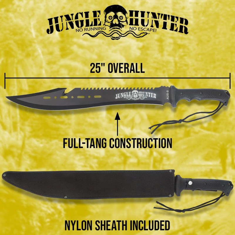 Black Legion Jungle Hunter Machete with Sheath | 25" Tactical