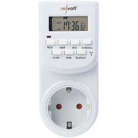 revolt timer socket: Digital timer with LCD display, accurate to minutes, 140 switching times (switching timer)