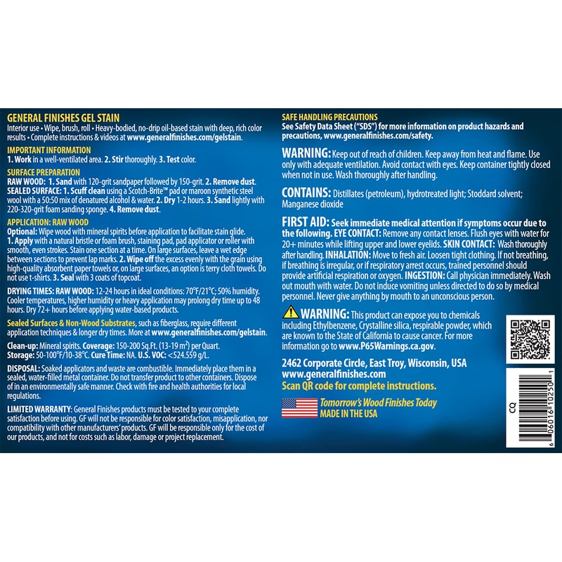 General Finishes Oil Base Gel Stain, 1/2 Pint, Candlelite