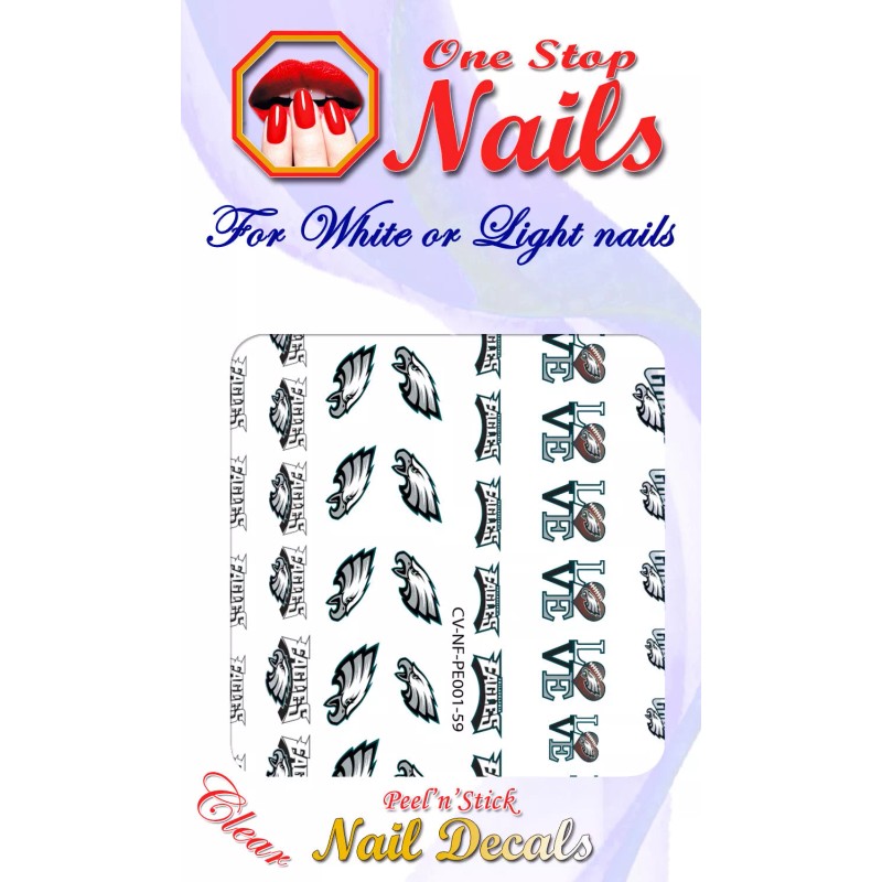 One Stop Nails Philadelphia Eagles Clear Vinyl PEEL and STICK