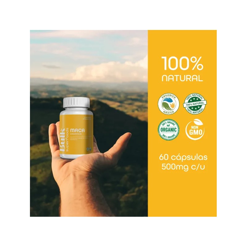 Suplemento Maca Orgánica 60 Cápsulas De 500 Mg 100% Natural