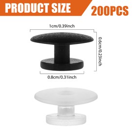 200 PCS Buttons for Buckle Plastic Button, Buttons Round Buttons Mixed 2 Colors Black and Transparent Shoe Charm Backs Buttons Buttons Charms for DIY Shoes Charm Accessories