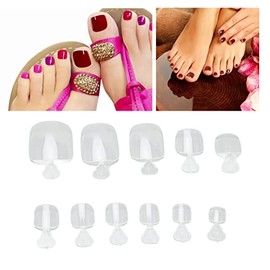 550 Uds Puntas de Uñas Postizas de los Pies Cubierta Completa Transparente Artificial Ultrafino Puntas de Uñas Transpirables de Varios Tamaños con Caj