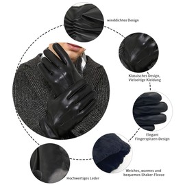 ZLUXURQ Men's Winter Genuine Sheepskin Leather Warm Gloves Cashmere or Wool Lining, Black (premium sheepskin/wool lining)
