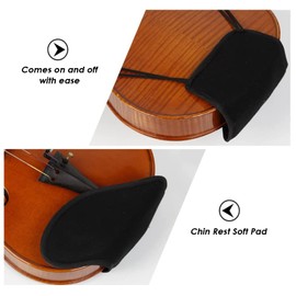Violin Chin Rest Soft Pad, Premium Cotton Chinrest Cover Comforter 1/10, 1/8, 1/4, 1/2, 3/4, 4/4 Full L-Shape U-Shape (Black) (S (for Violin 1/10, 1/8, 1/4), L-Shape)